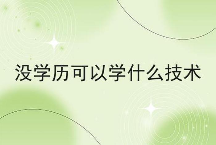 没学历能学什么技术（没学历能学什么技术专业）