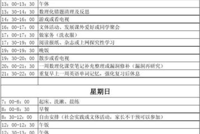 生活和学习计划 学生一天的计划