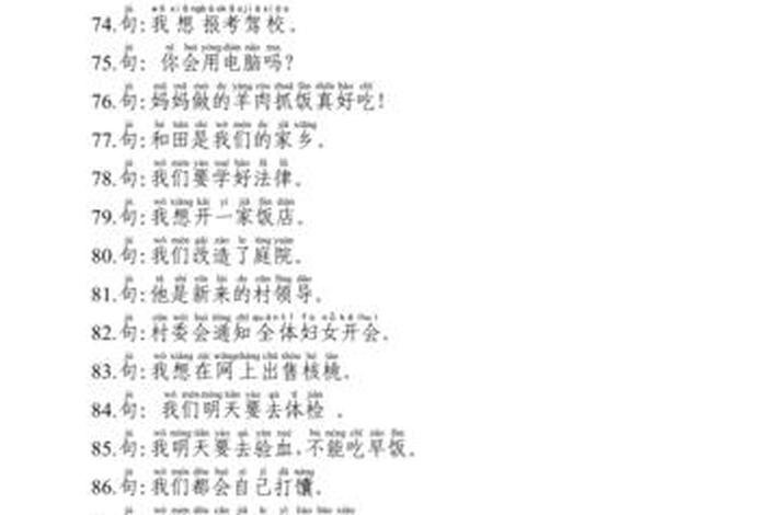 汉语初学入门100句；汉语初学者