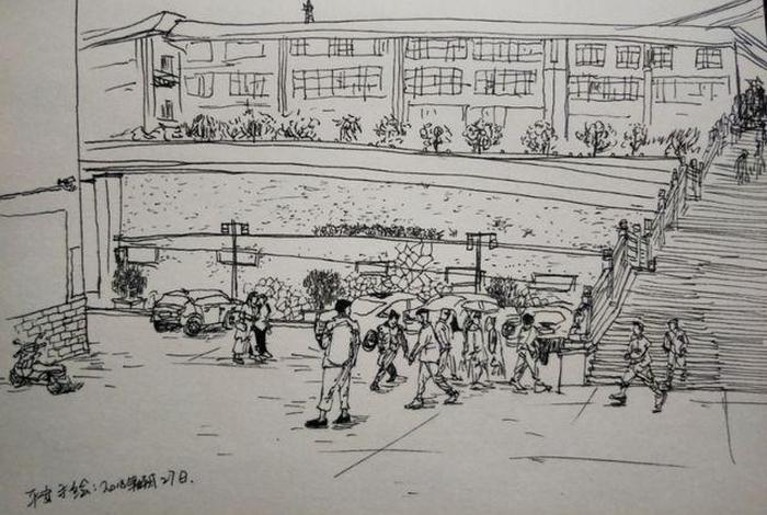素描学校场景 素描场景画简单初学者