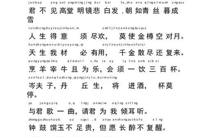 李白的诗词 - 李白的诗词将进酒全文