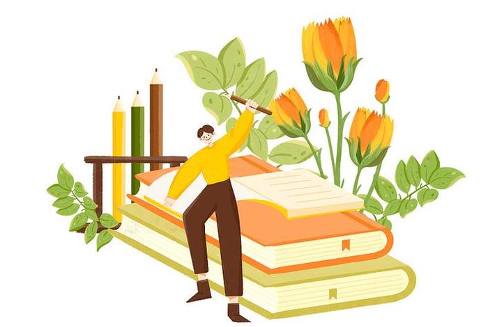 手绘学习场景插画、手绘 场景