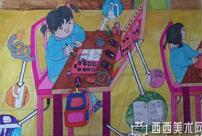 智能学校画 - 智能校园绘画图片