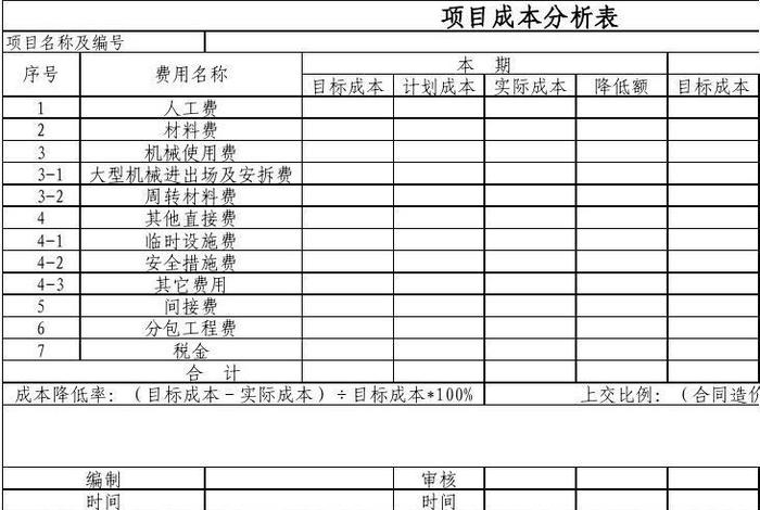 学习成本、项目成本分析报告