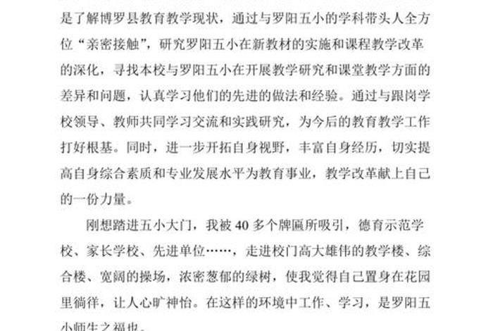 教师跟岗个人总结；教师跟岗汇报
