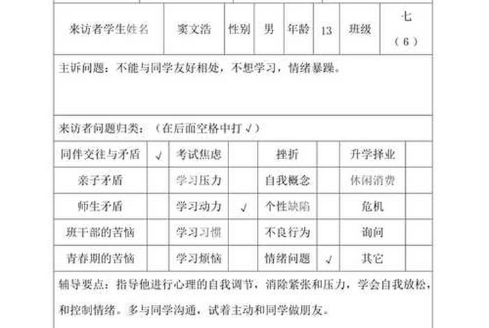 心理咨询内容 - 心理咨询内容记录