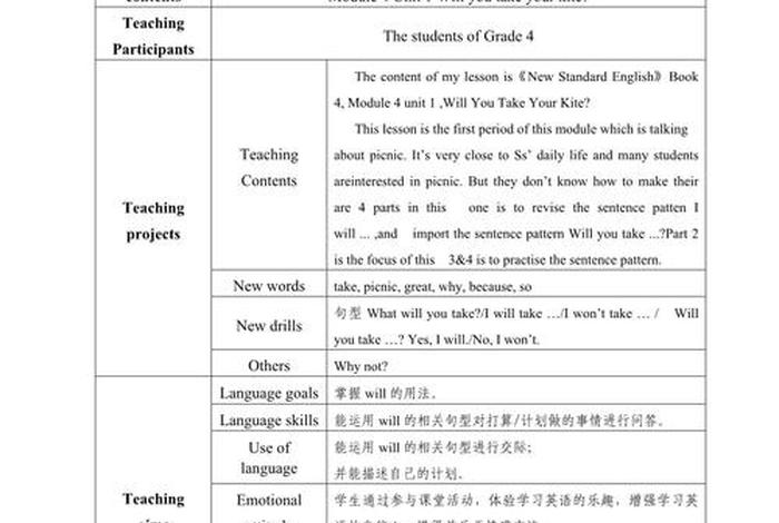 英语学习目标四年级；四年级英语课程目标