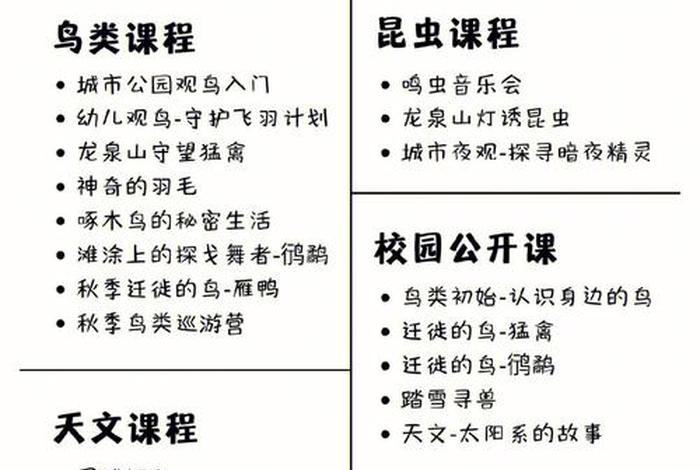 自然学堂包括哪些课程；自然教学班什么意思