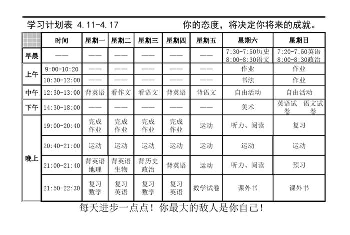 初中学习计划如何制定，初中学生怎样制定计划