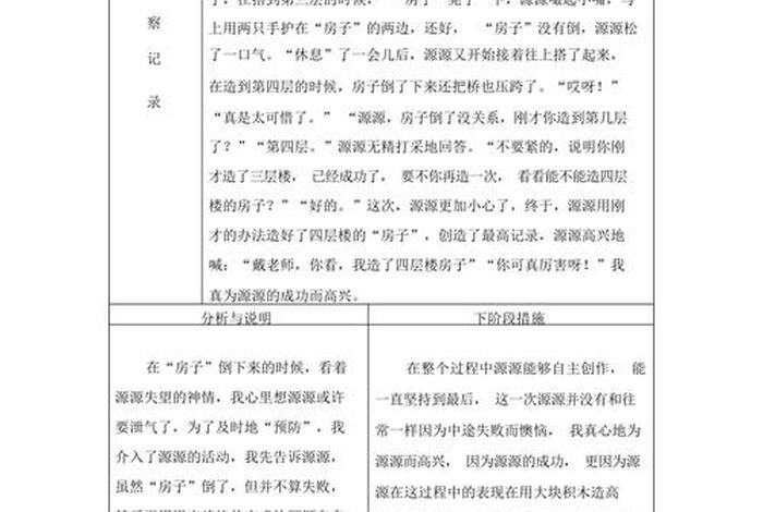 幼儿学习活动观察记录表、幼儿活动观察记录表学前班