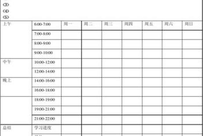 学生学习目标清单；学生目标表