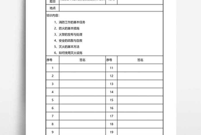 培训记录表模板、员工培训内容