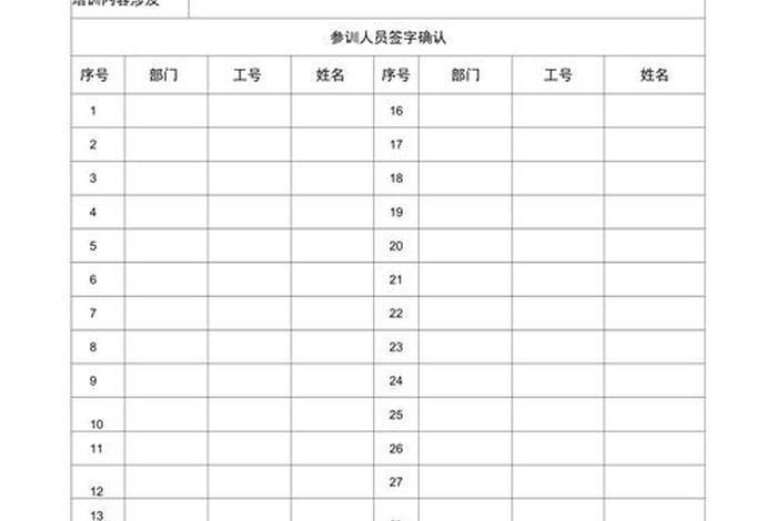 培训表格模板（培训表格模板免费）