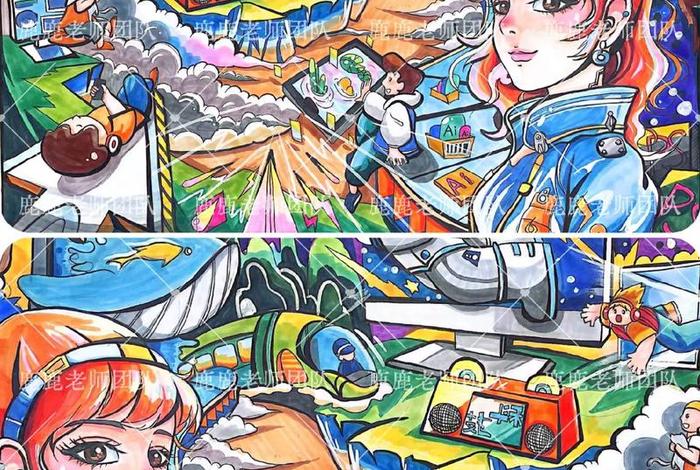 未来智能生活绘画；未来的智能生活画画