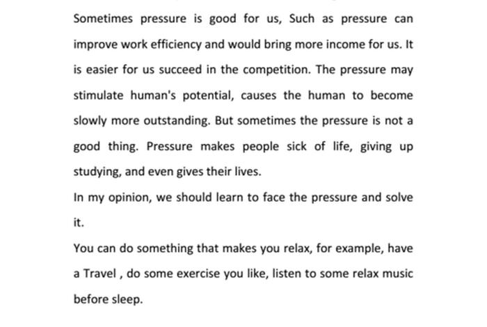生活压力英语作文120字；关于生活压力英语作文
