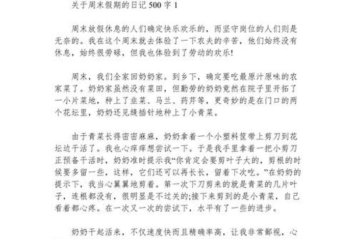 我的周末生活作文500字；我的周末生活优秀作文