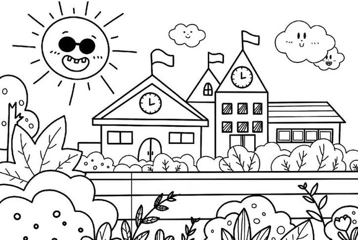 小学生校园生活简笔画 小学生校园生活绘画作品图片
