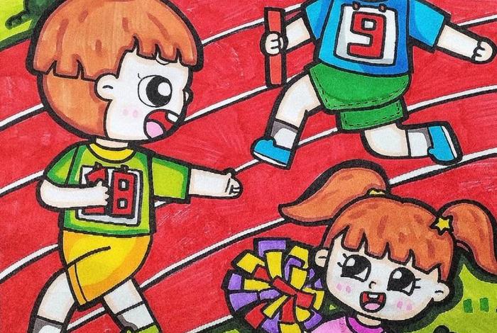 爱运动爱生活的画有颜色的；爱运动主题绘画