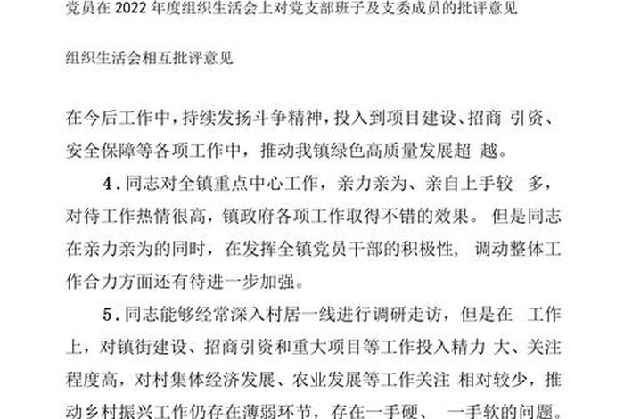 党支部生活会，党支部生活会对支委的意见