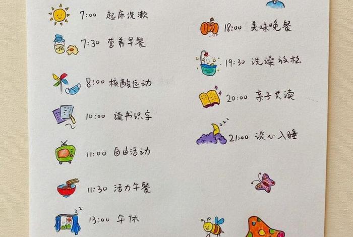 生活作息时间表内容、生活作息表格