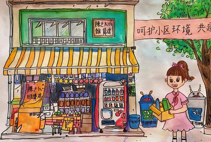 社区生活图片简笔画;社区生活绘画 社区生活图片简笔画;社区生活绘画