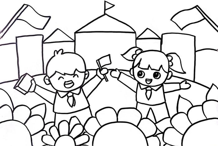 小学生校园生活简笔画 小学生校园生活绘画作品图片