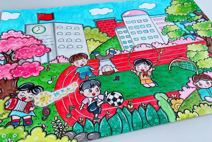 小学生校园生活图片 小学校园生活儿童画
