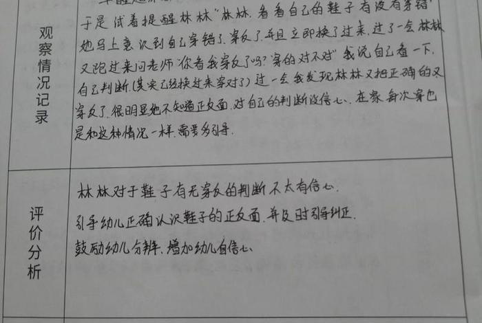 大班生活观察记录、大班生活观察记录表50篇