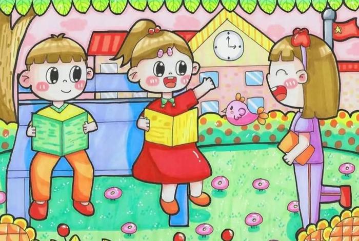 校园生活图片绘画（校园生活图片绘画简单）