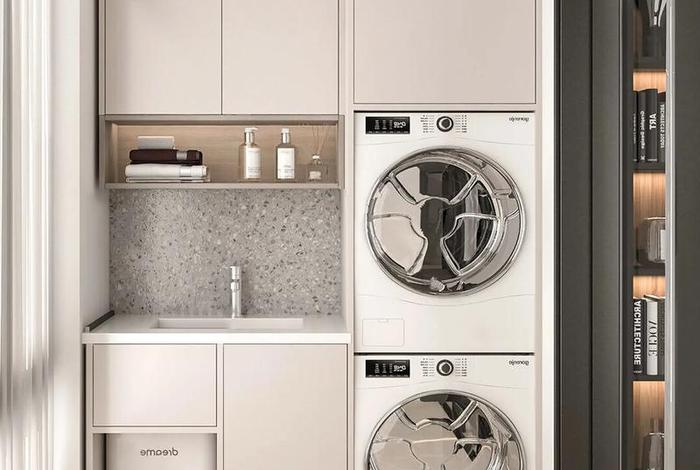 生活阳台洗衣机柜子效果图 - 生活阳台晾衣架效果图