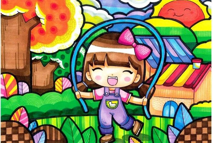 爱运动爱生活的画有颜色的；爱运动主题绘画