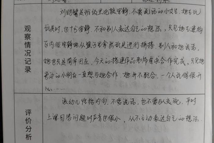 大班生活观察记录、大班生活观察记录表50篇
