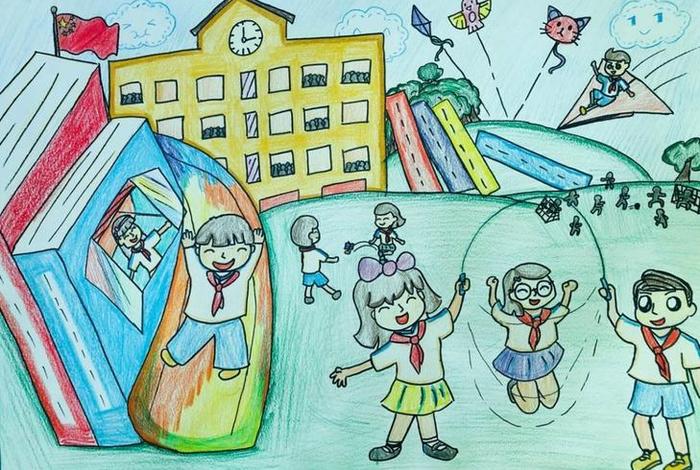 校园生活图片配上文字，校园生活图片绘画