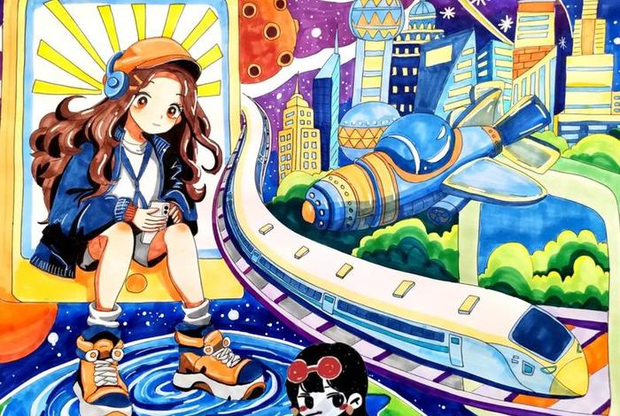 生活与科技美术作品；生活与科技图画