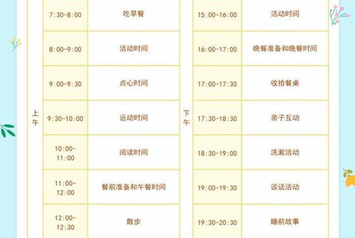 幼儿一日生活作息时间表；幼儿一日生活作息安排表