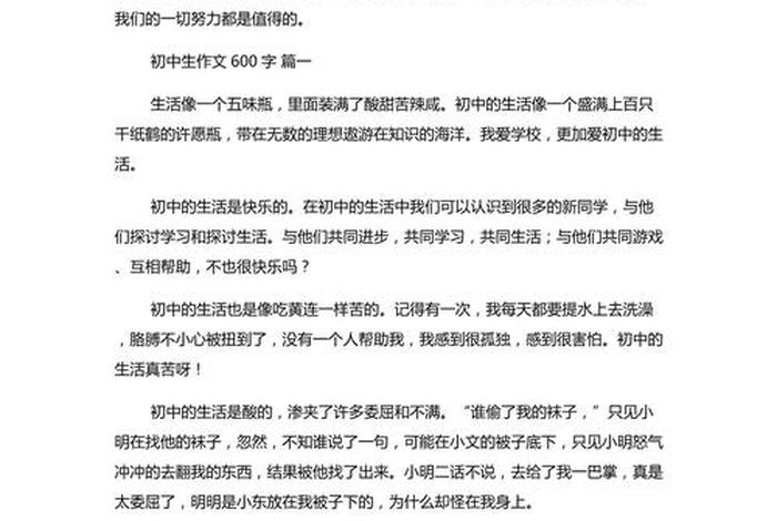 我的中学生活作文600字，我的中学生活作文600字六年级