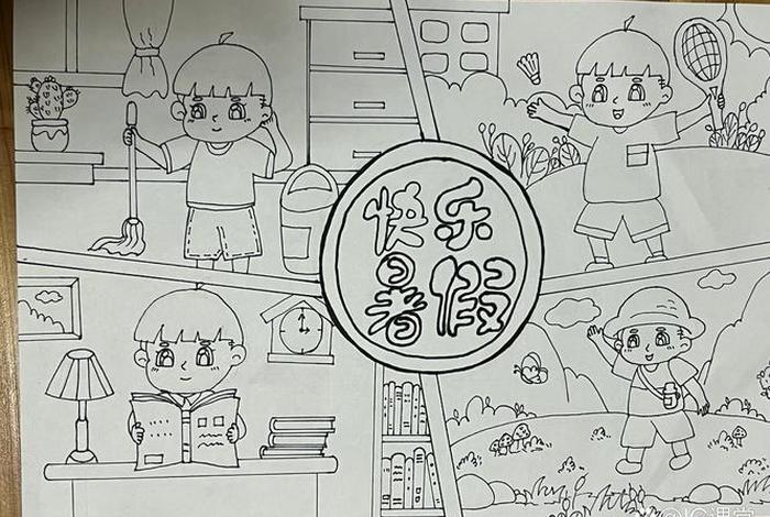 假期生活画中有话 假期生活画一幅画 假期生活画中有话 假期生活画一幅画