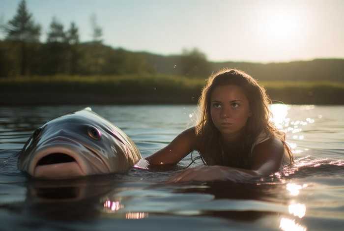 女子喂养500斤大鱼当宠物课、女子作死徒手喂鱼