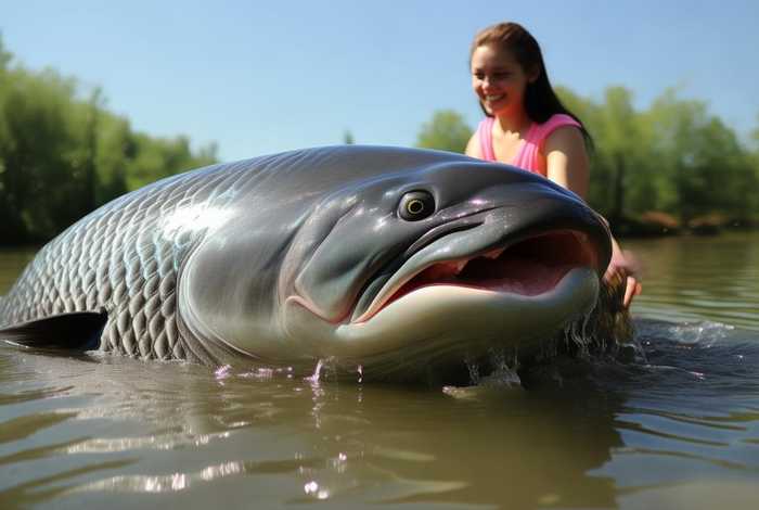 女子喂养500斤大鱼当宠物一喊就来、女子作死徒手喂鱼 女子喂养500斤大鱼当宠物一喊就来、女子作死徒手喂鱼