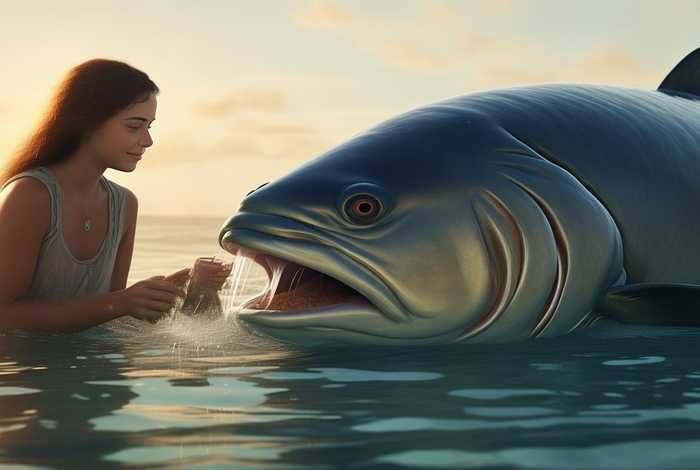 女子喂500斤大鱼当宠物卖了 女子买了条17斤重的大鱼