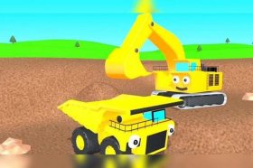 儿童教育动画片大全 - 儿童动画片工程车挖掘机