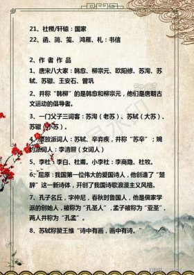 小学语文常考的文学常识 高中文学常识知识汇总