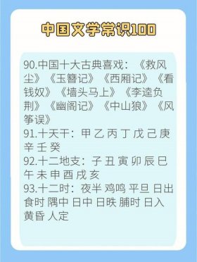 小学生必背100文学常识 - 职高语文必背文学常识