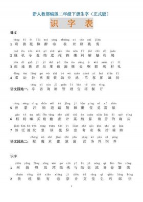 二年级语文下册生字拼音，二年级下册写字表
