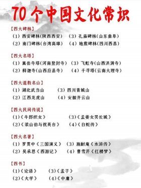 70个中国文化常识 、我国的常识有哪些