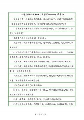 小学生文学科学知识、小学生文学常识知识大全