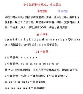 拼音基础知识归纳；拼音基础知识教学方法