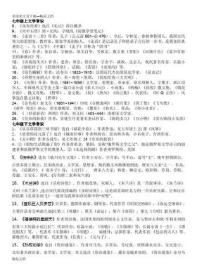 文学常识100条免费 七上文学常识
