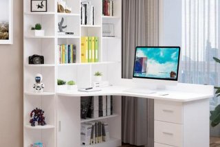 家具学习桌书架一体；2020书桌书架一体新款