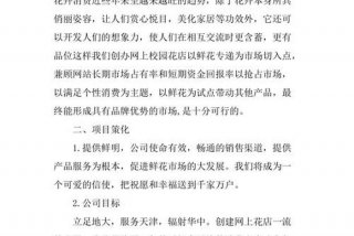 计划书模板范文 完整版（花店创业计划书模板范文 完整版）